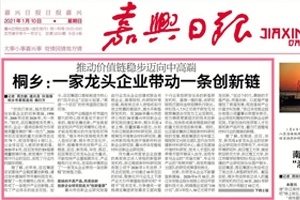 嘉興日報頭版頭條點贊！桐鄉(xiāng)：一家龍頭企業(yè)帶動一條創(chuàng)新鏈